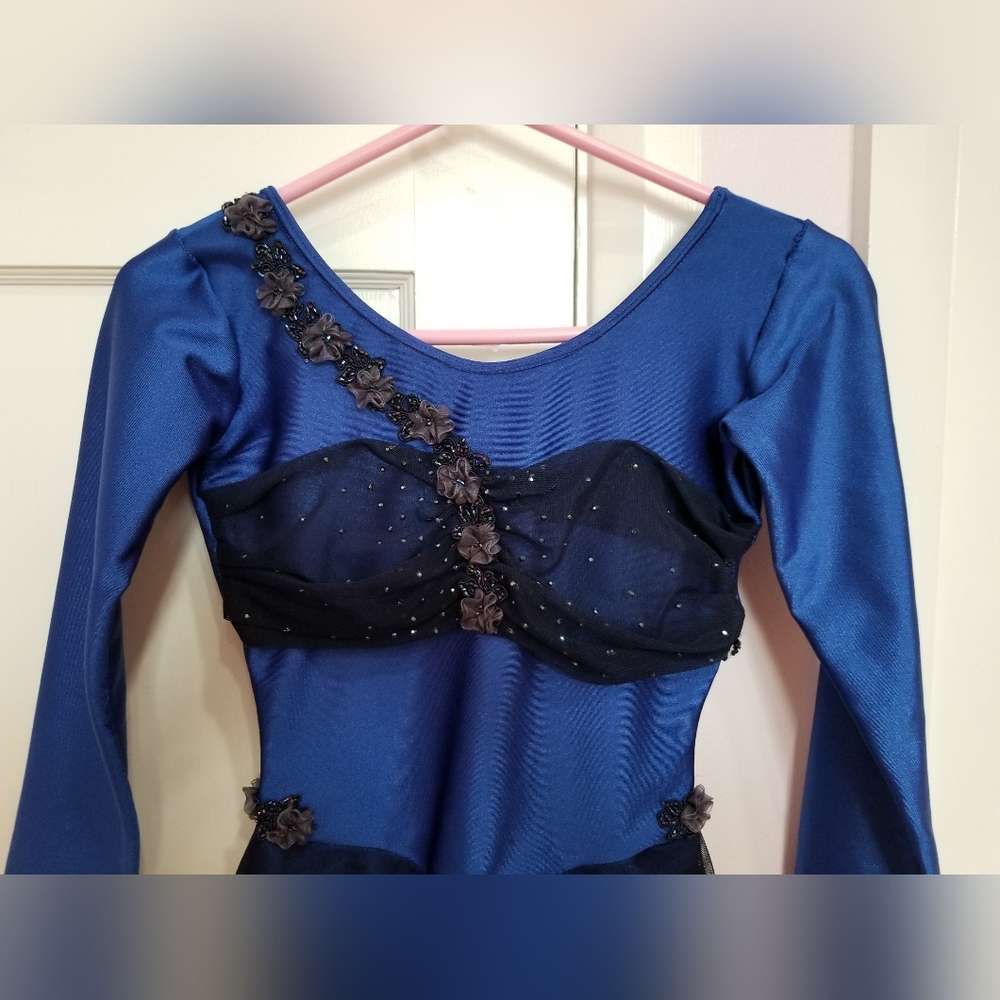 Elegant Blue and Black Women's Skating Dress